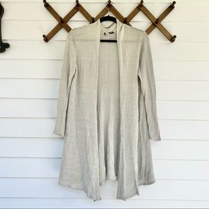 EILEEN Fisher Gray Linen Open Front Cardigan